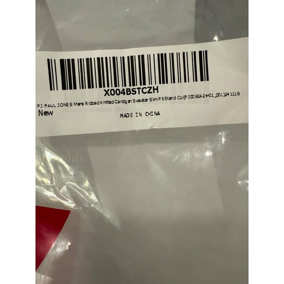 PJ Paul Jones Mens Ribbed Knitted Cardigan Slim Fit Stand Collar Gray Sweater - Picture 6 of 7